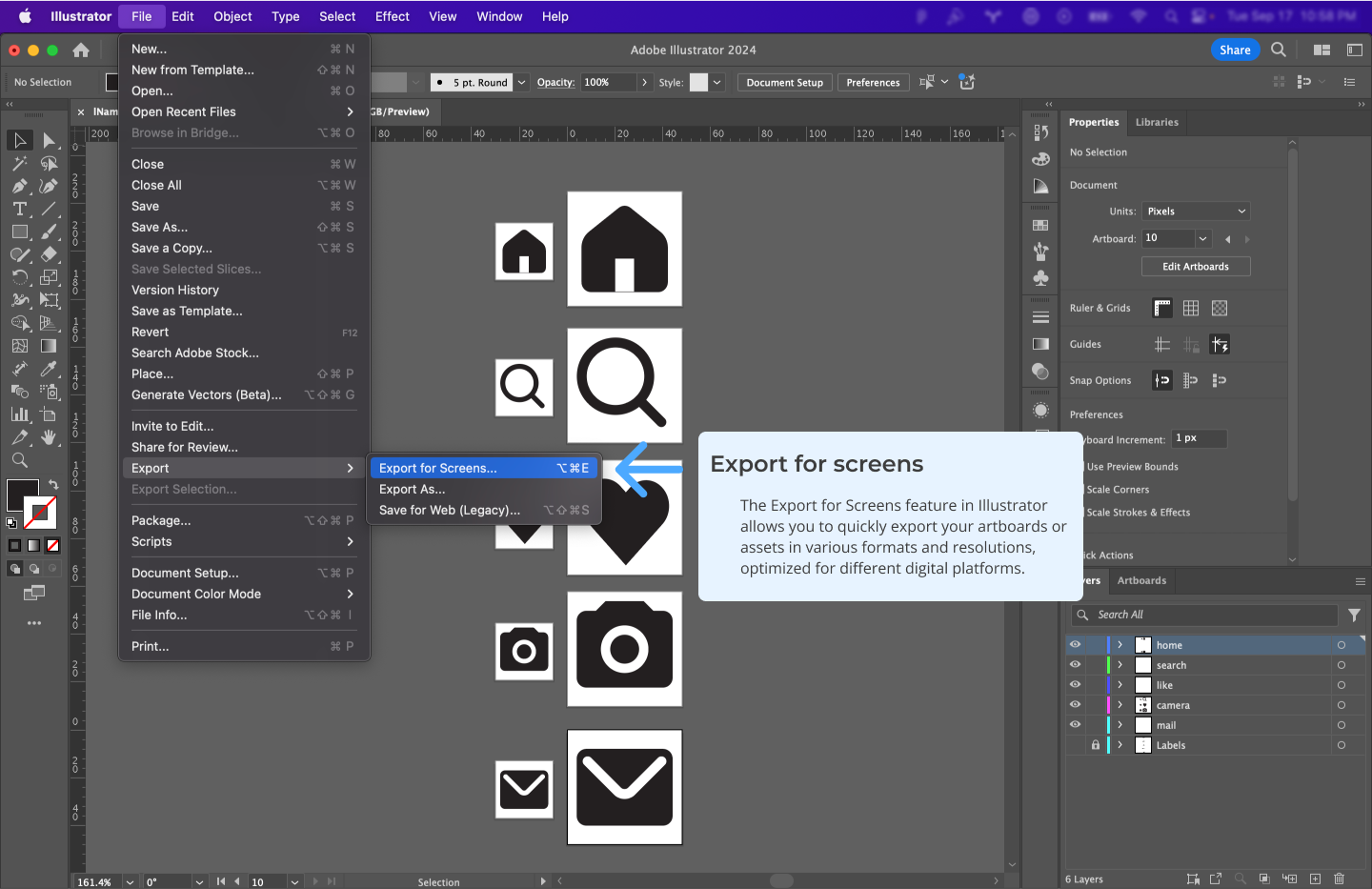 Open Export for Screens